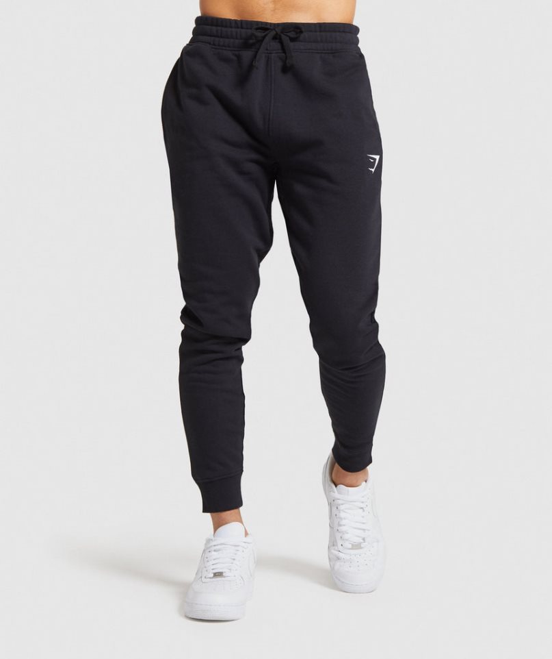 Men\'s Gymshark Crest Jogger Black | NZ 8YCGXU